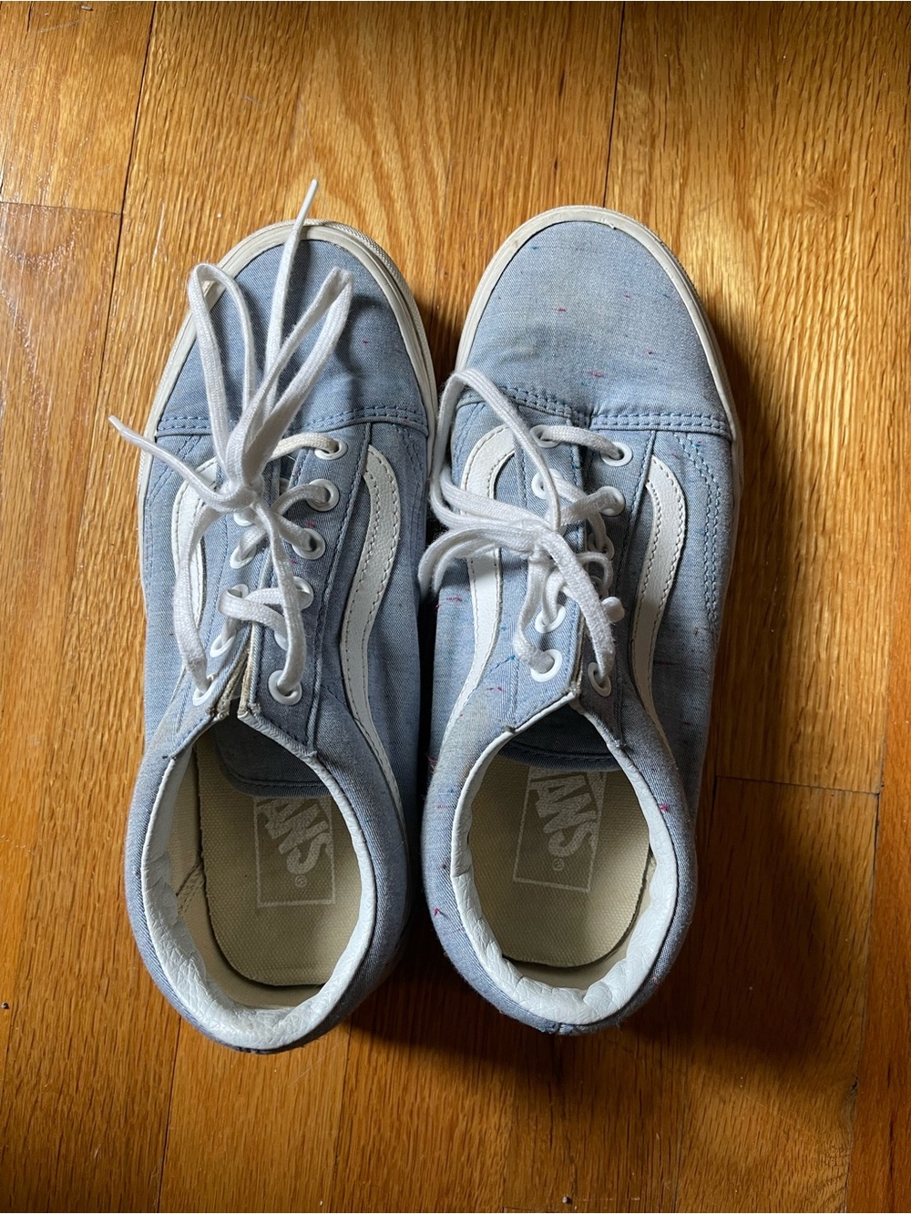 Vans Light Blue Canvas Old Skool Sneakers with White Stripe